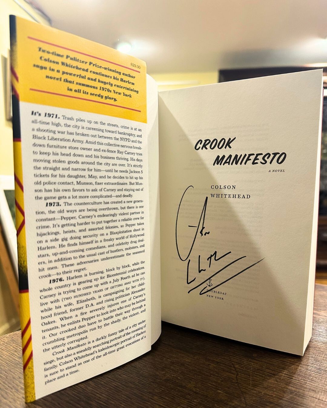 SIGNED Colson Whitehead – Crook Manifesto – 2023 1st ed. – Harlem Shuffle sequel