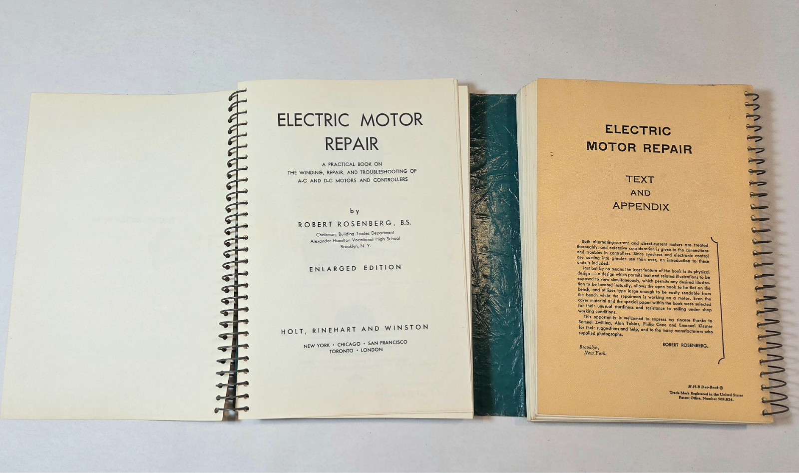 Electric Motor Repair Robert Rosenberg 1960 Double Book Set Fine Mint Condition