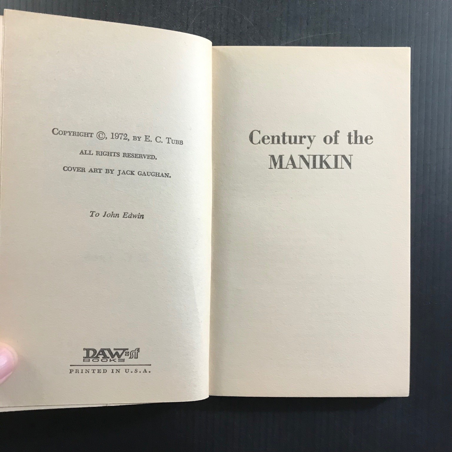Century of the Manikin E.C. Tubb DAW Books Original 1972 Science Fiction Gaughan