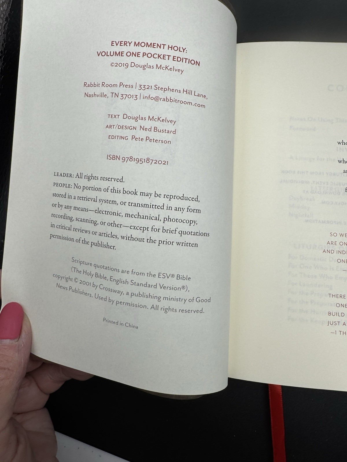 Rabbit Room Press Every Moment Holy Vol 1 Douglas Kaine McKelvey Imitation Lthr