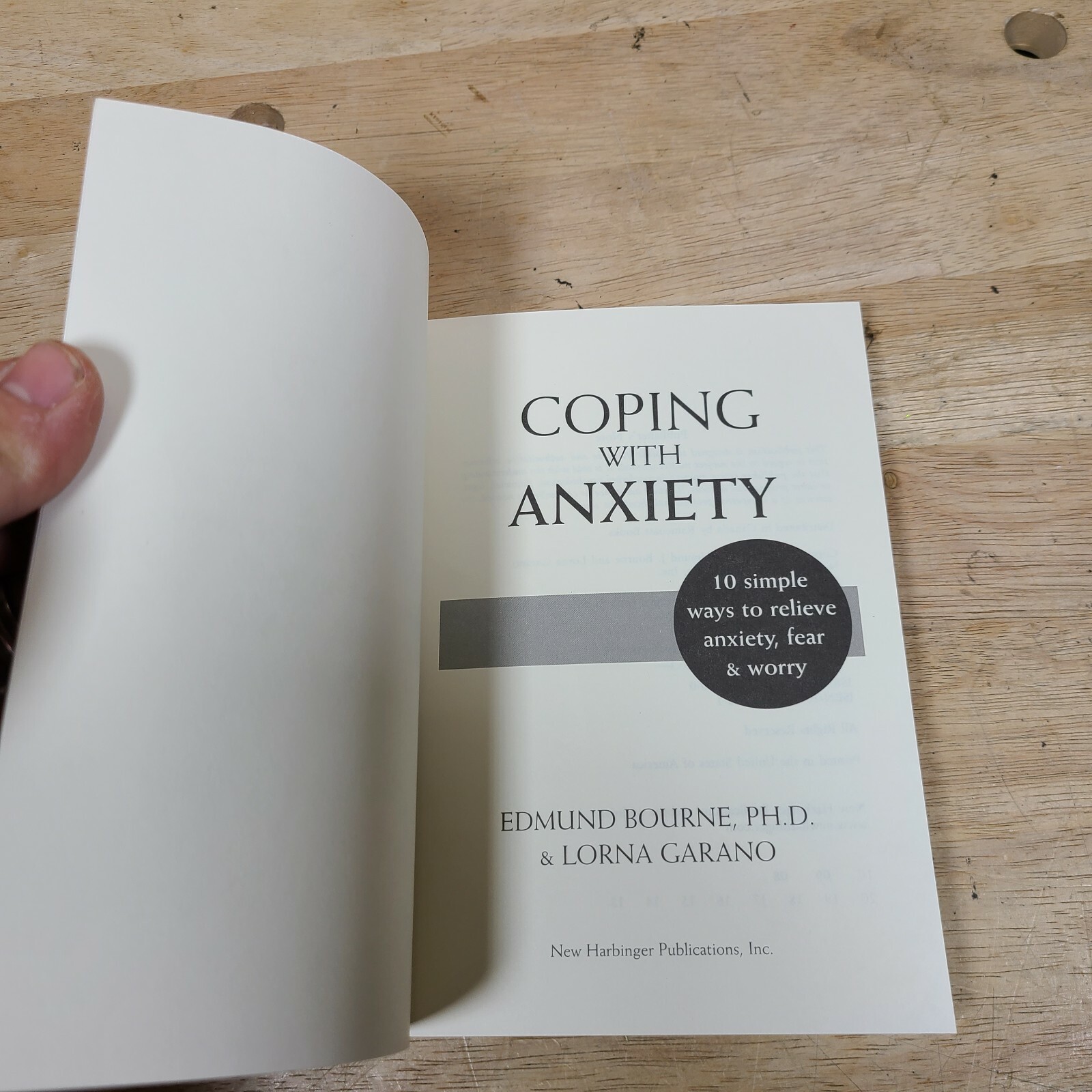COPING WITH ANXIETY By Edmund J. Bourne PB Book 10 Ways Relieve Anxiety Fear