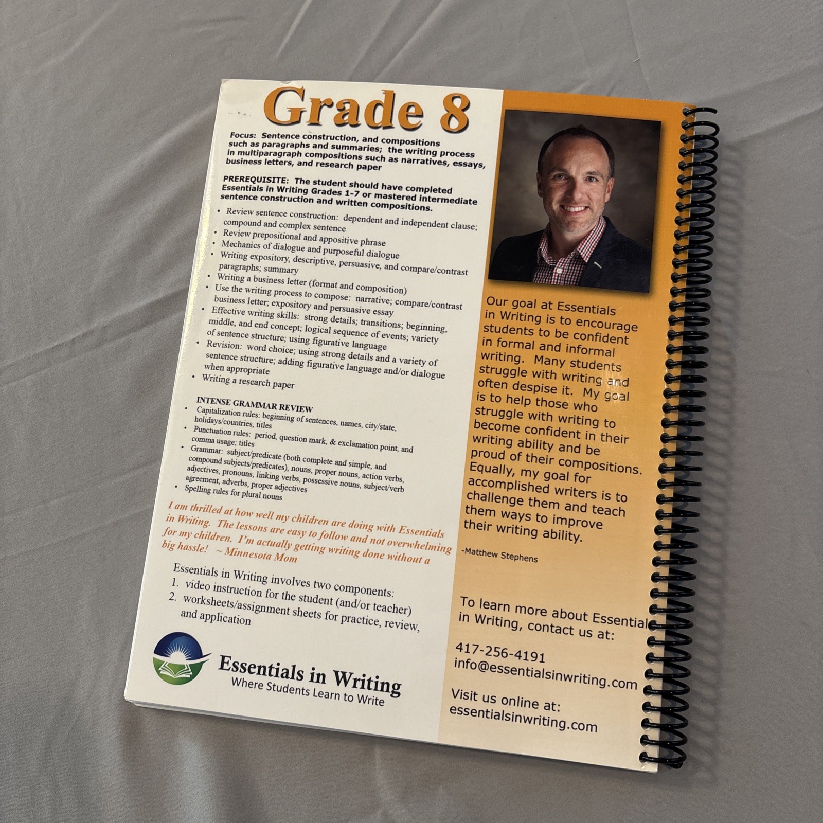 Essentials in Writing Level 8 2nd Edition EIW Student Book and Dvds Homeschool
