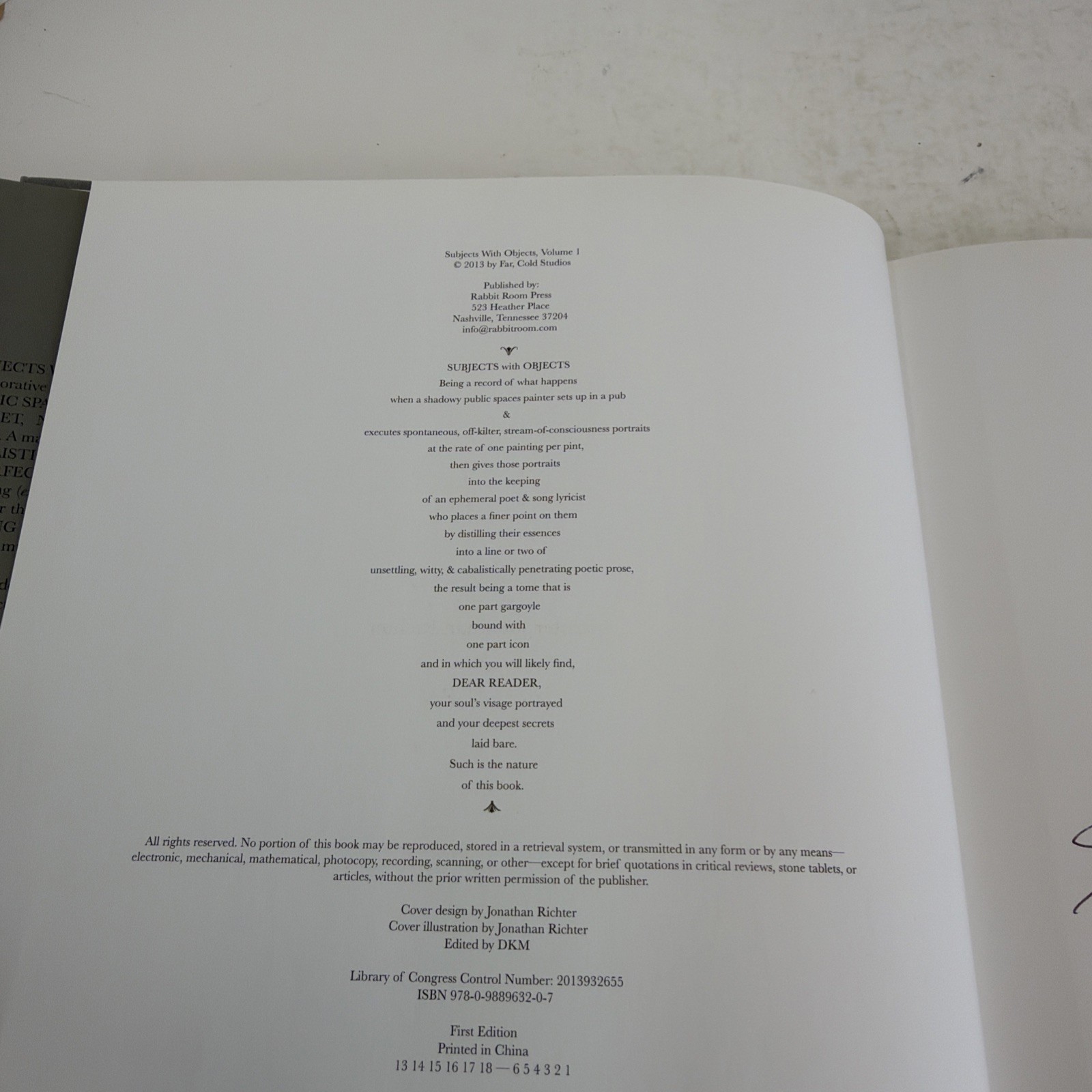 Subjects with Objects, Volume 1, Dkm,Jonathan Richter – SIGNED Limited Numbered