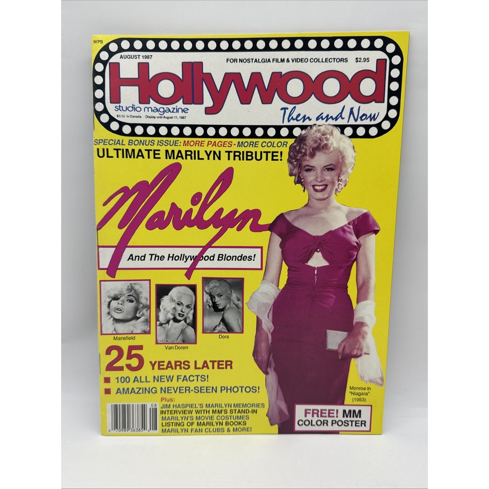 Hollywood Studio Magazine Then And Now August 1987 VG+ Condition Marilyn Monroe
