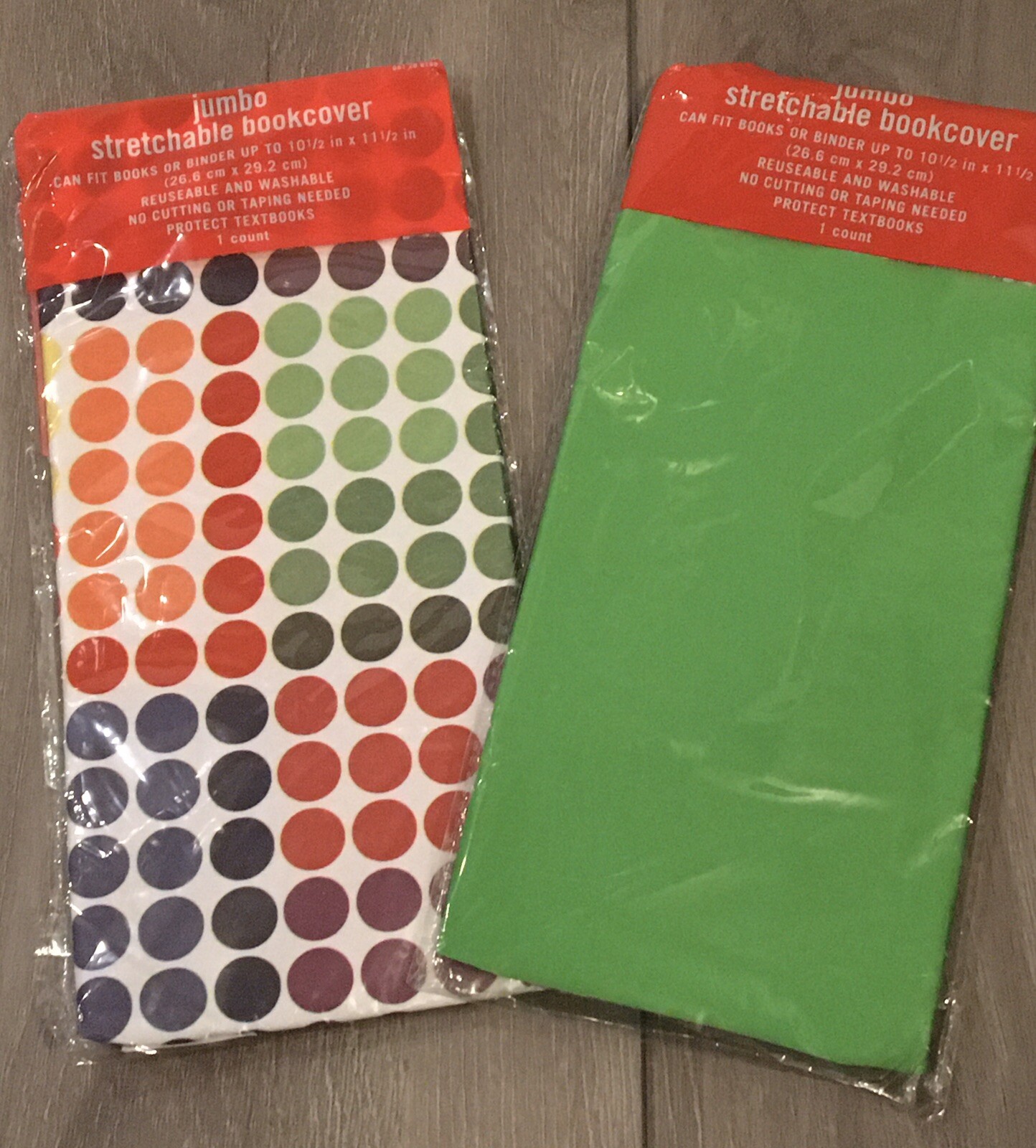 2 Jumbo Stretchable Bookcovers 10.5in x 11.5in Reusable and Washable