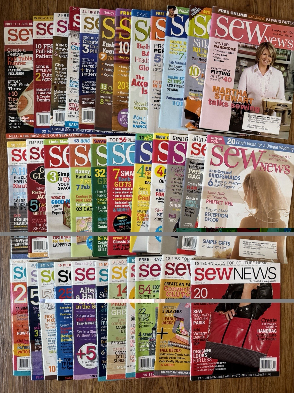Sew News Magazine Collection 2007-2014 Lot of 34 Inc. 2007 Wedding Issue