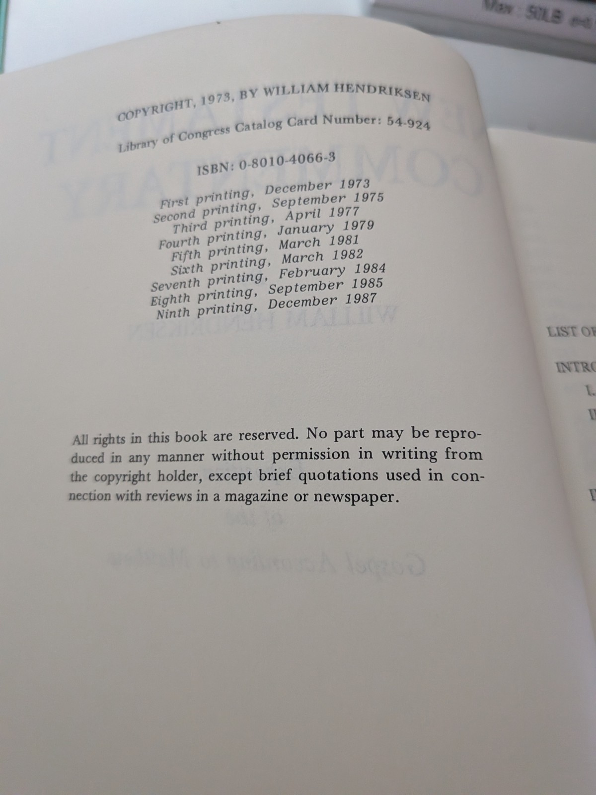 Gospel of Matthew Hendriksen (New Testament Commentary) Hardcover, DJ, Very Good