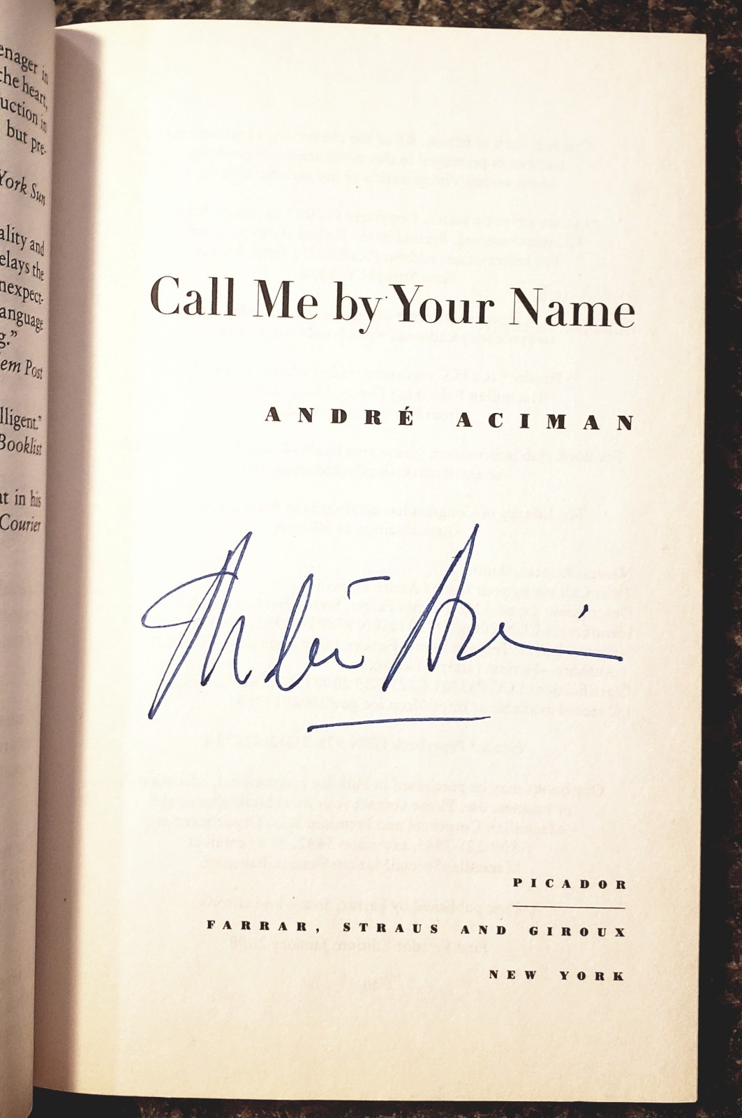 SIGNED NEW André Aciman Call Me by Your Name Paperback Book