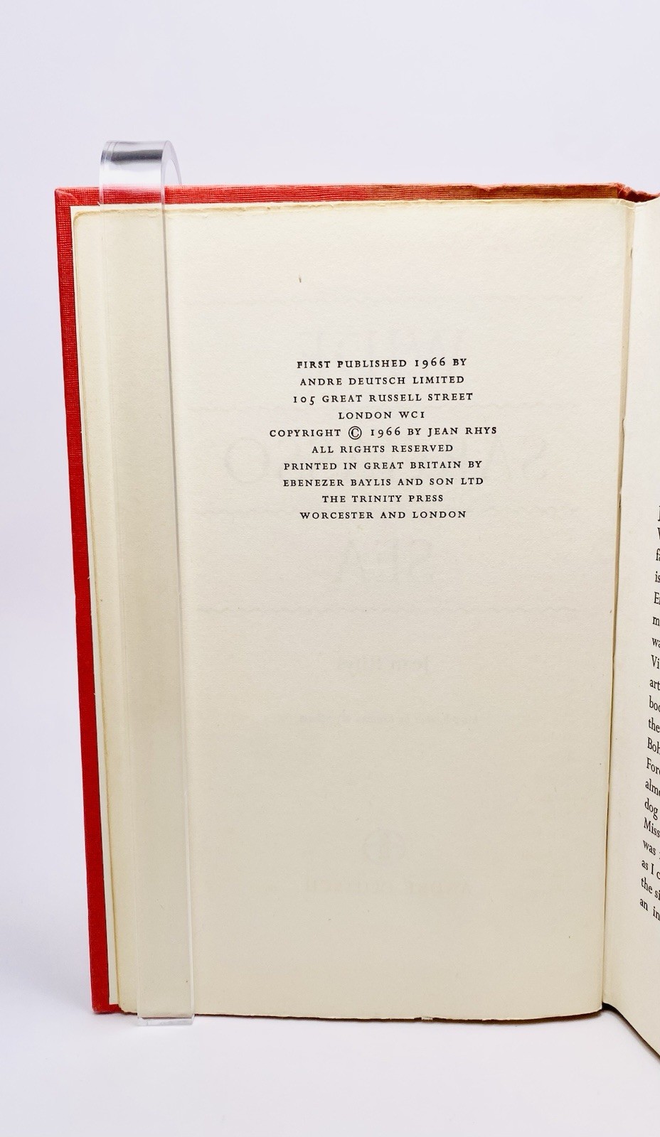 Jean RHYS, WIDE SARGASSO SEA, 1ST ED. / 1ST PRINTING, Deutsch, 1966, DJ in MYLAR