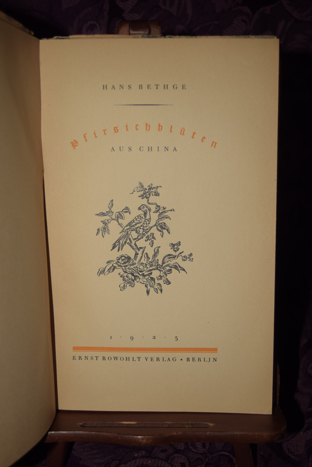 Pfirsichbluten Aus China by Hans Bethge 1923 German Softcover Dustjacket
