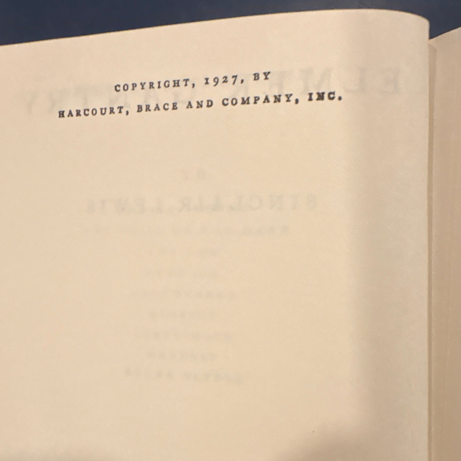 Sinclair Lewis Elmer Gantry Hardcover Harcourt Brace Dust Jacket 1927