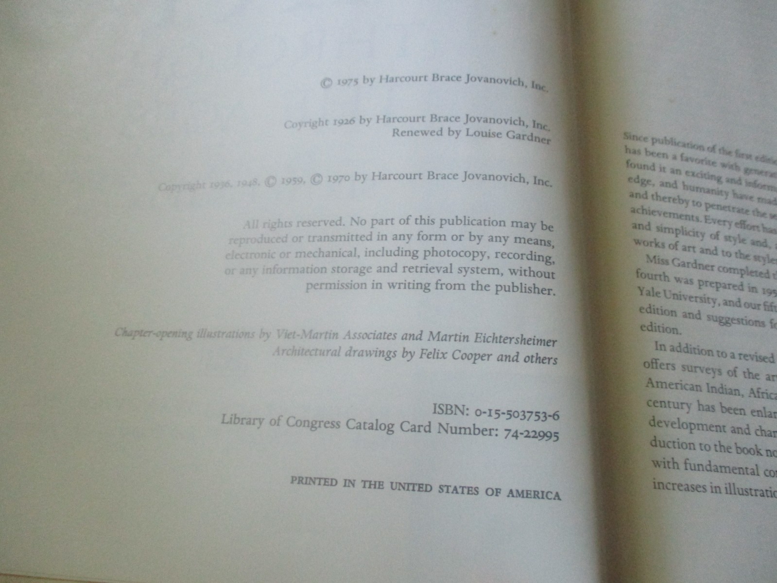 Gardner’s Art Through the Ages Sixth Edition Hardcover Art History Textbook VTG