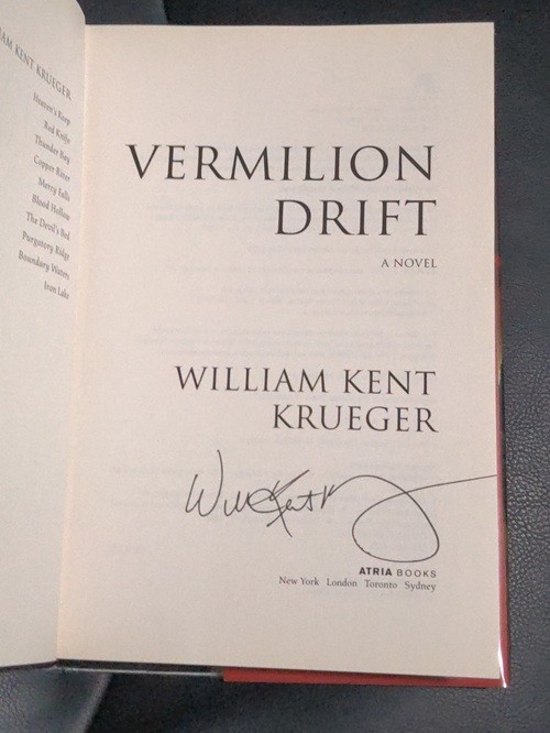 Signed William Kent Krueger Vermilion Drift Cork O’Connor HC NF / VG+ Condition