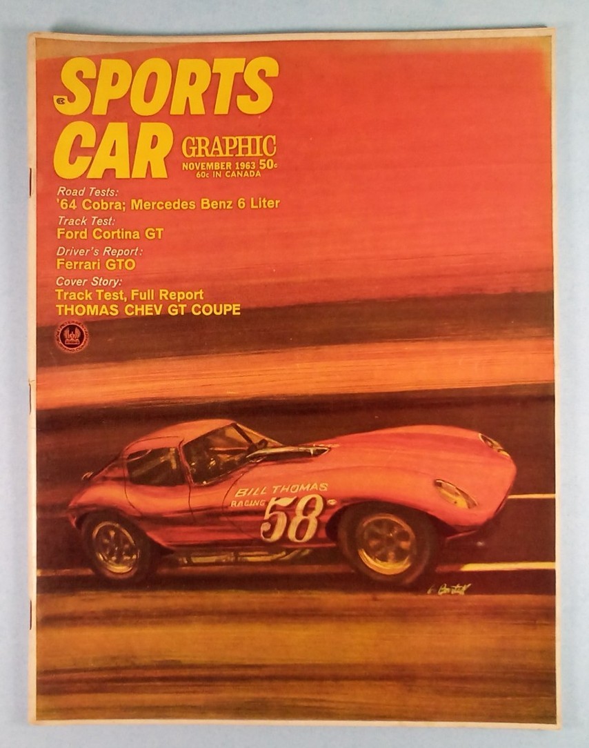 Sports Car Graphic Magazine, Ford Cortina, Ferrari, Cobra, November,1963 (SM1)