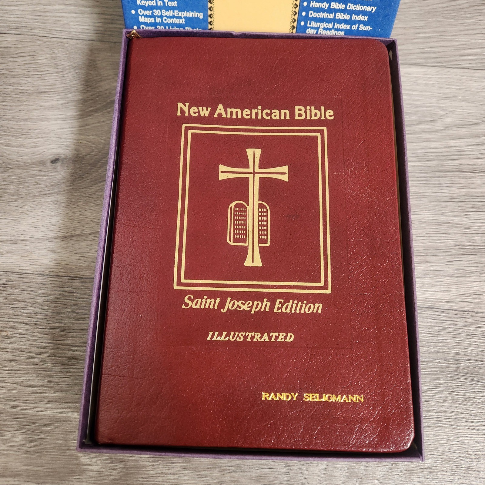 Vintage Saint Joseph New American Bible Red Leather Illustrated Gold Edges Catho