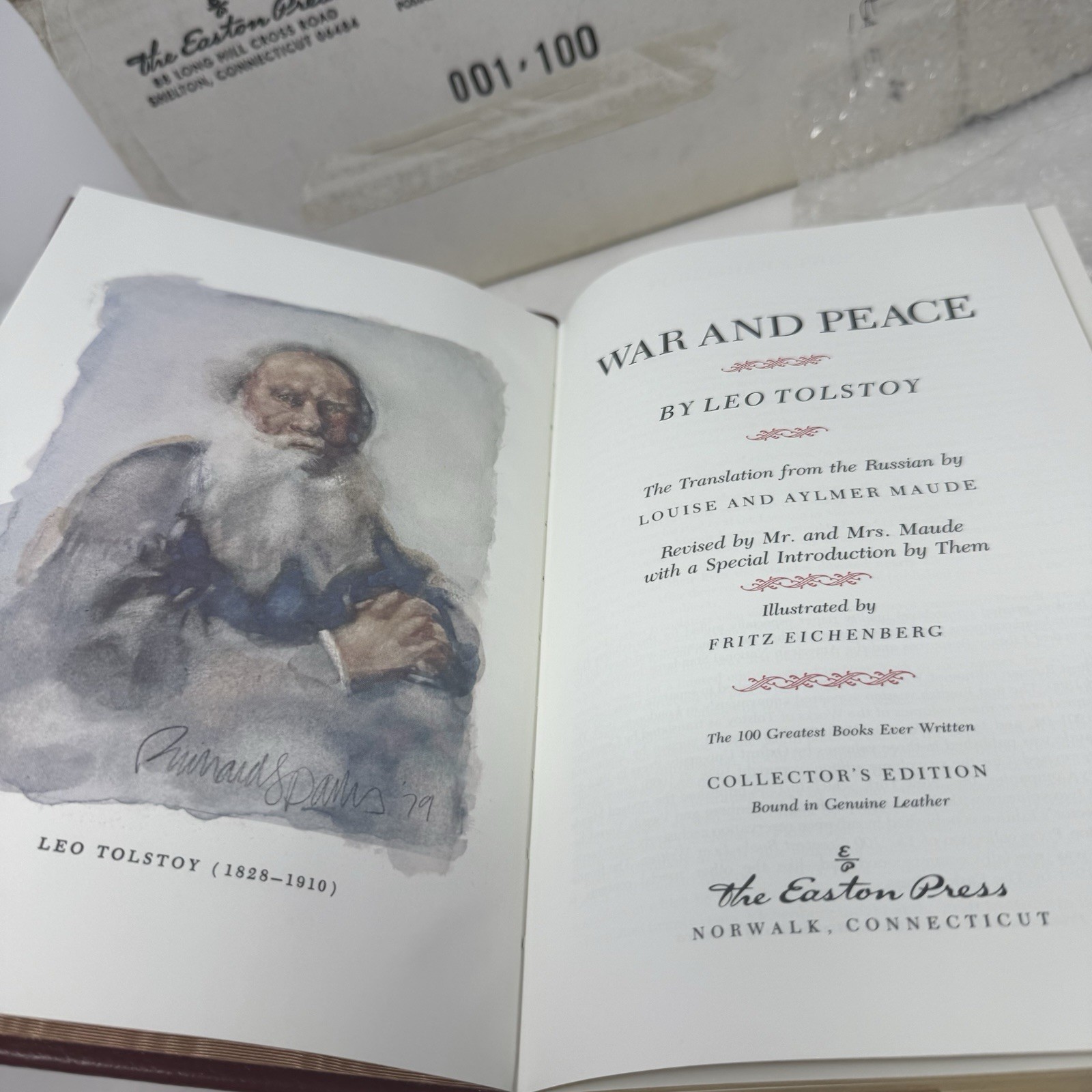 War and Peace by Leo Tolstoy – Easton Press – 100 Greatest – Excellent Copy!