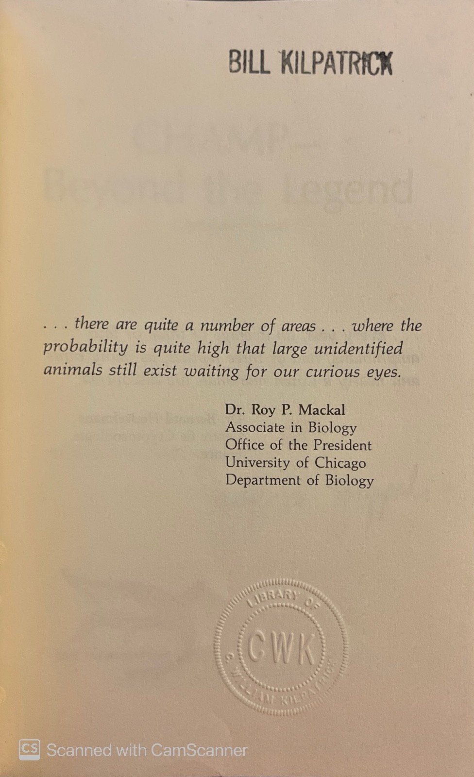 “Champ: Beyond The Legend” by Joseph W. Zarzynski