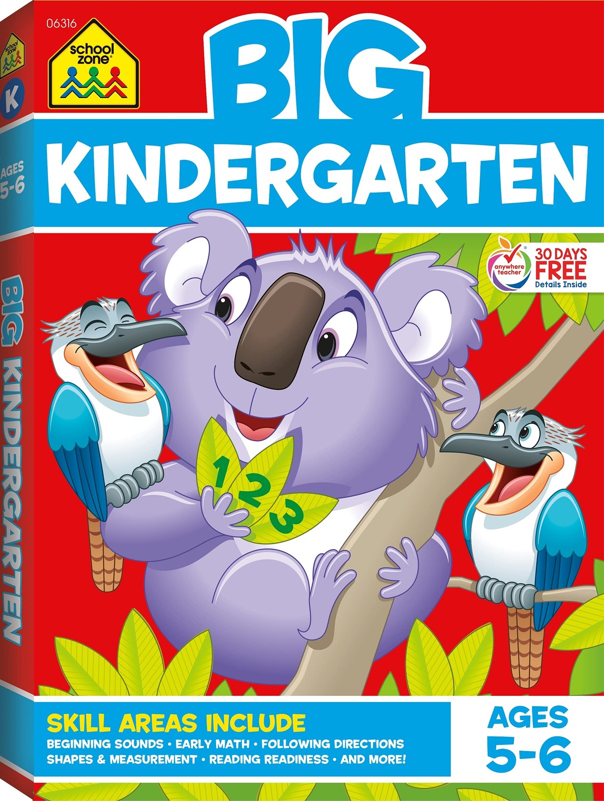 School Zone – Big Kindergarten Workbook – 320 Pages, Ages 5 to 6, Early Readin..