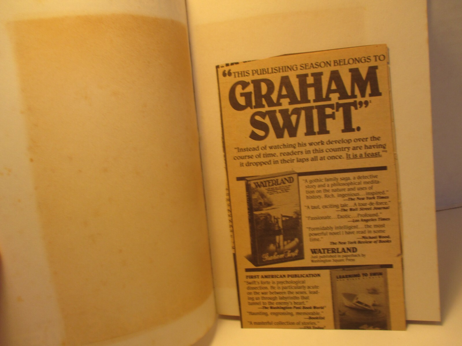 fiction SHUTTLECOCK by GRAHAM SWIFT 1985 pb Washington Square Press 1st ed