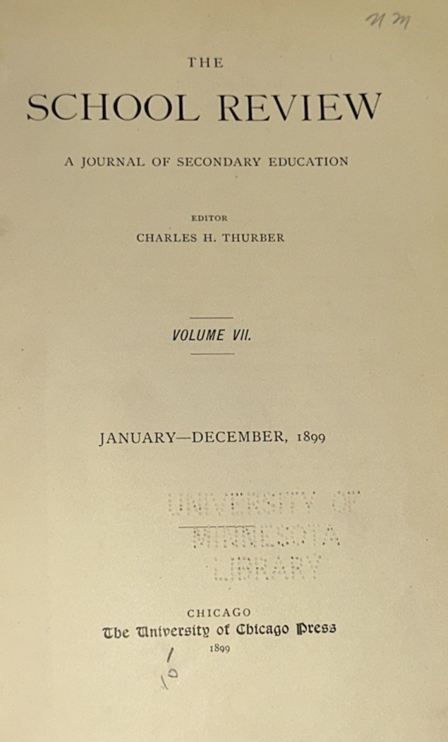 School Review Journal Secondary Education Chicago Press Vol #7 Bound Issues 1899