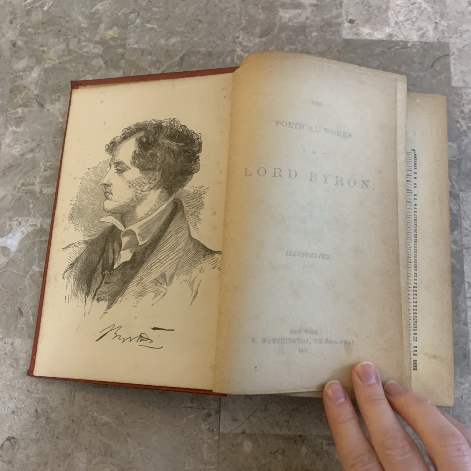 The Poetical Works Of Lord Byron Illustrated Antique Book 1881 1800s Poor Cond.