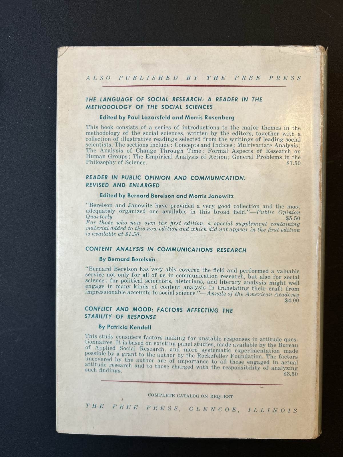 Personal Influence 1955 1st Edition Katz Lazarsfeld Sociology Mass Communication