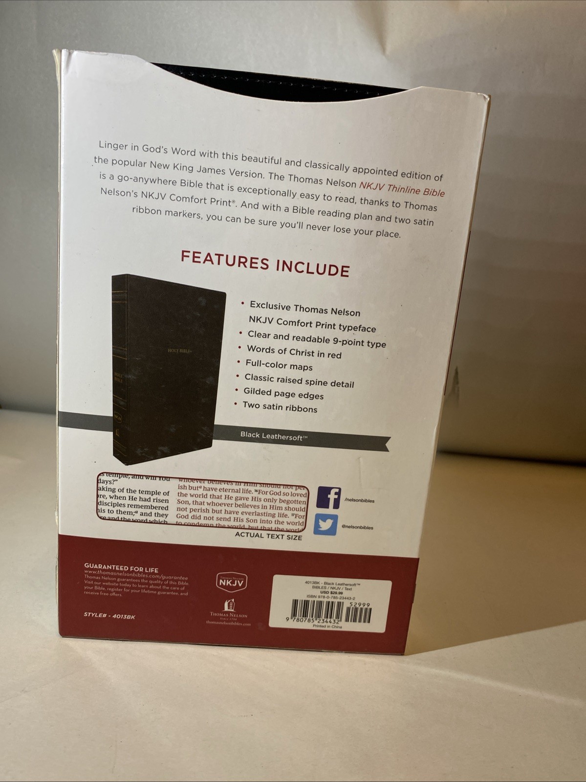 Nkjv, Thinline Bible, Leathersoft, Black, Red Letter Edition, Comfort Print: