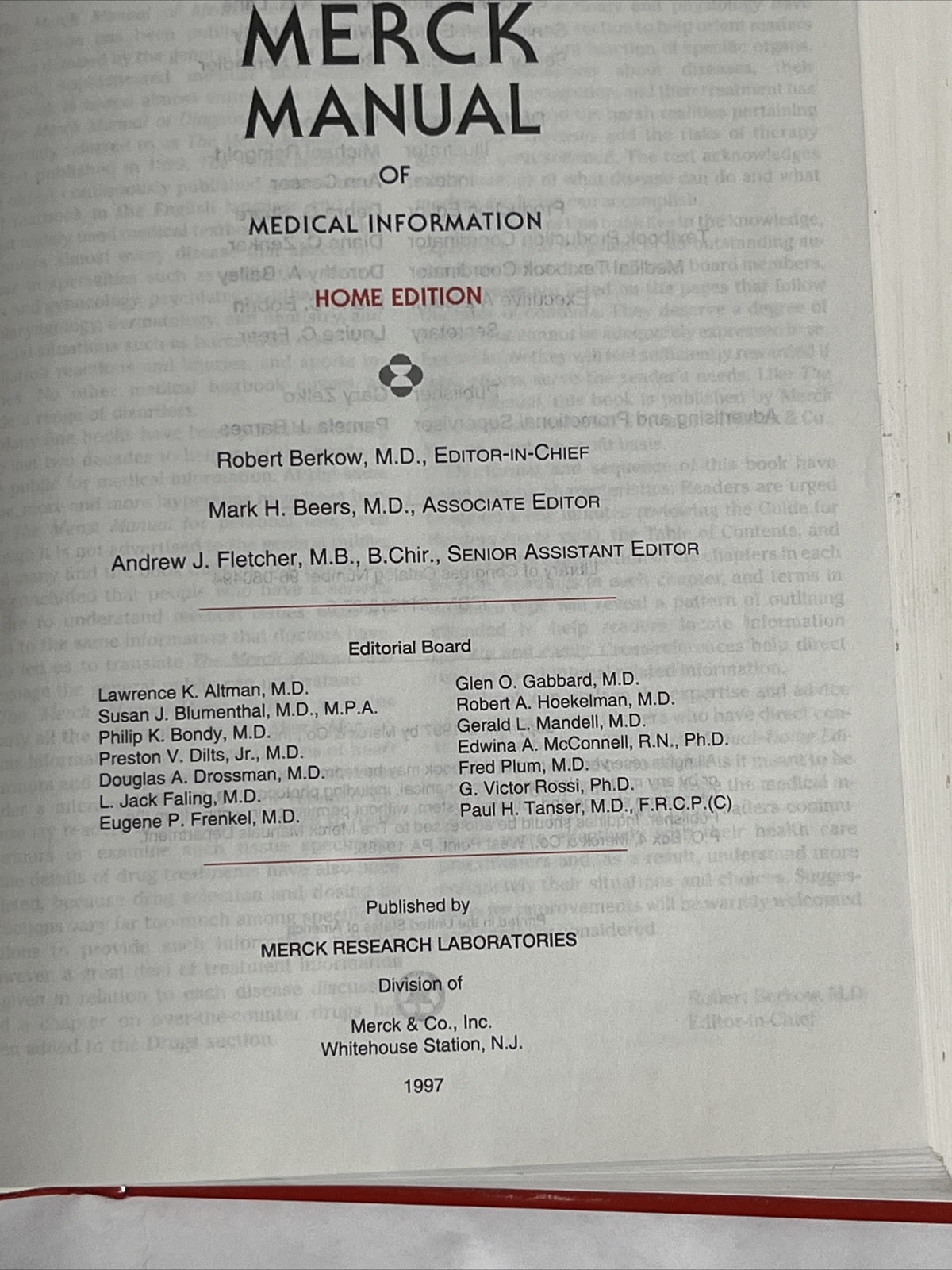 The Merck Manual of Medical Information by Mark H. Beers (1997, Trade Paperback)