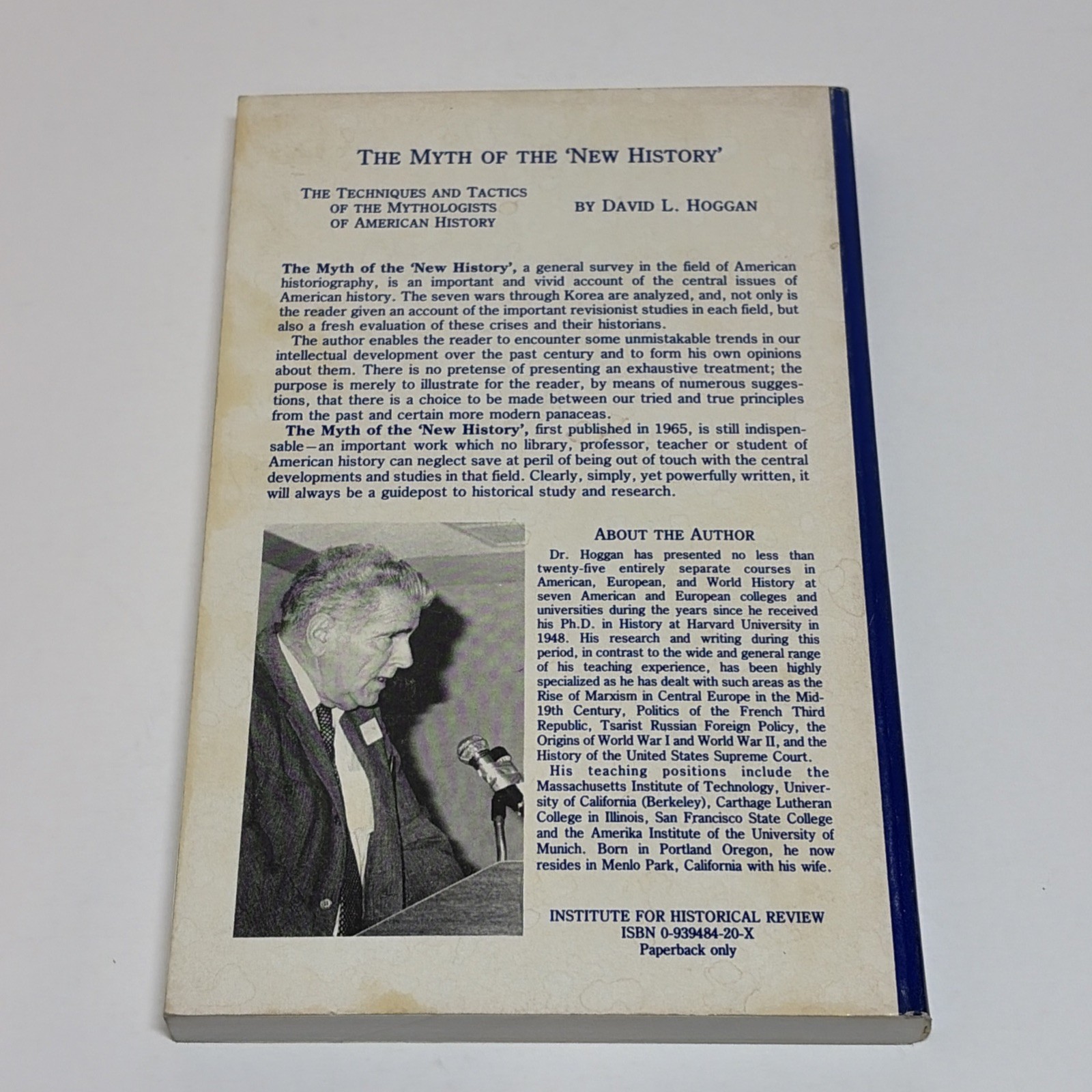 The Myth of The New History by David L. Hoggan 1985 Paperback American Wars RARE