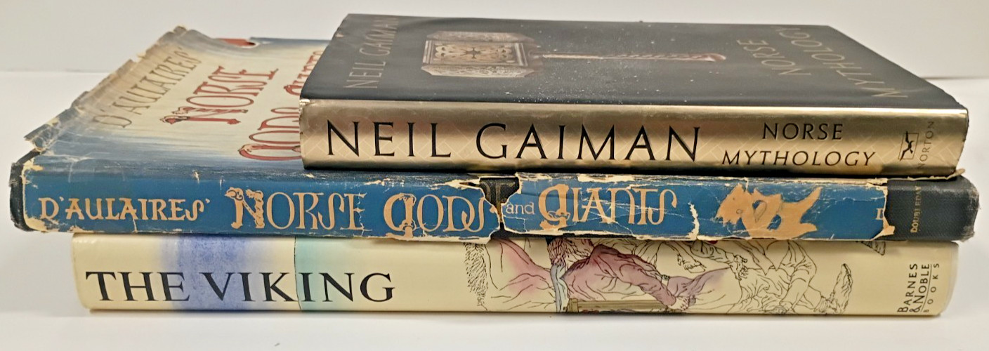 Norse Mythology Book Lot Viking D’Aulaires Neil Gaiman 3 Hardcover Books
