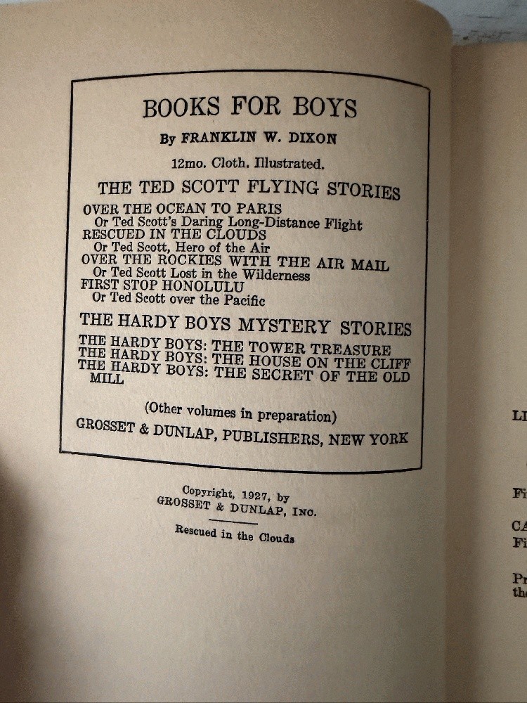 Ted Scott Flying Stories #2 Rescued in the Clouds Lindbergh Aviation 1930 HCDJ