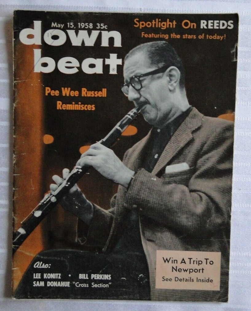 Vintage Magazine Down Beat May 1958 Pee Wee Russell Lee Konitz Bill Perkins 101