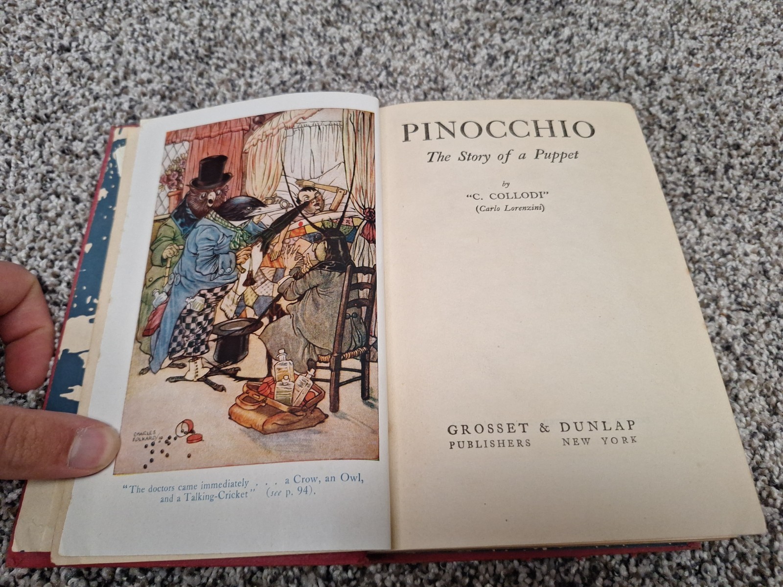 Pinocchio by Carlo Collodi Grosset and Dunlap – Hardcover Book Vintage 1930s