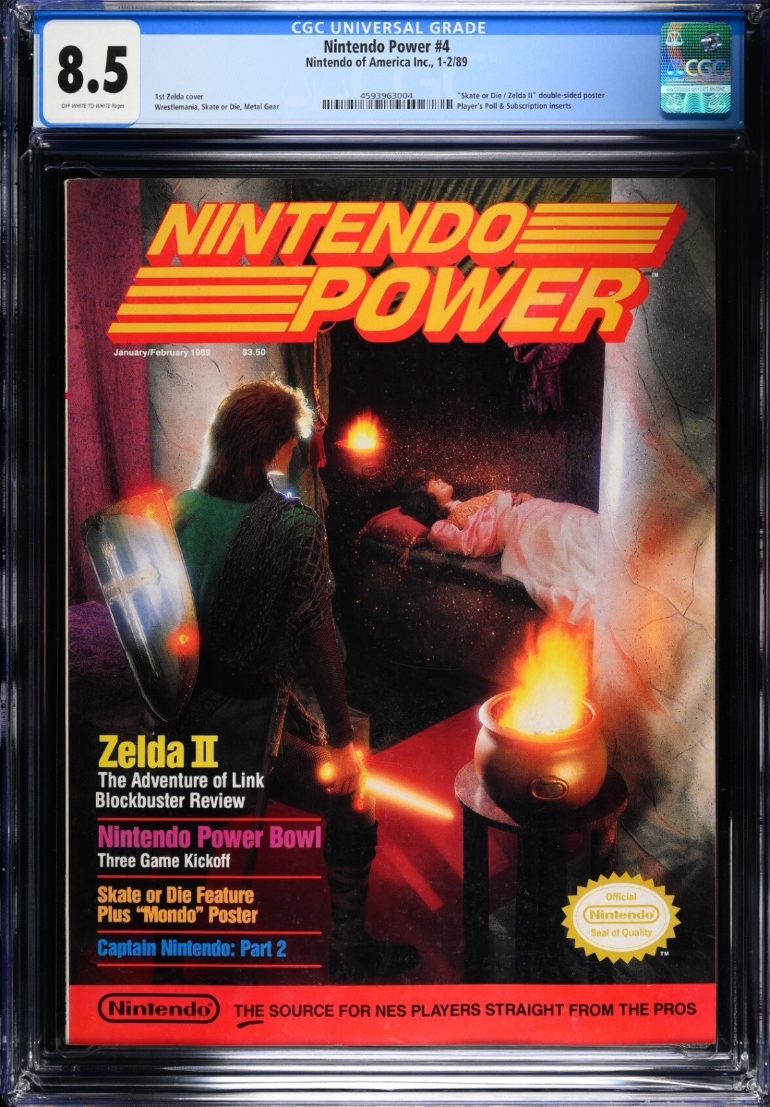 ⚡️ Nintendo Power Magazine Vol #4 Zelda II Jan 1989 CGC 8.5 NM – Rare !