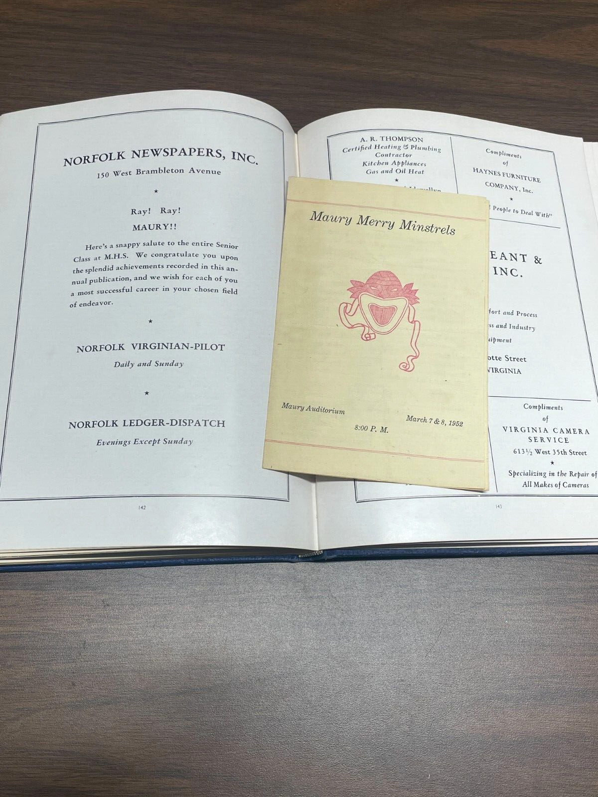 1952 Maury High School “The Commodore” Norfolk Virginia Yearbook