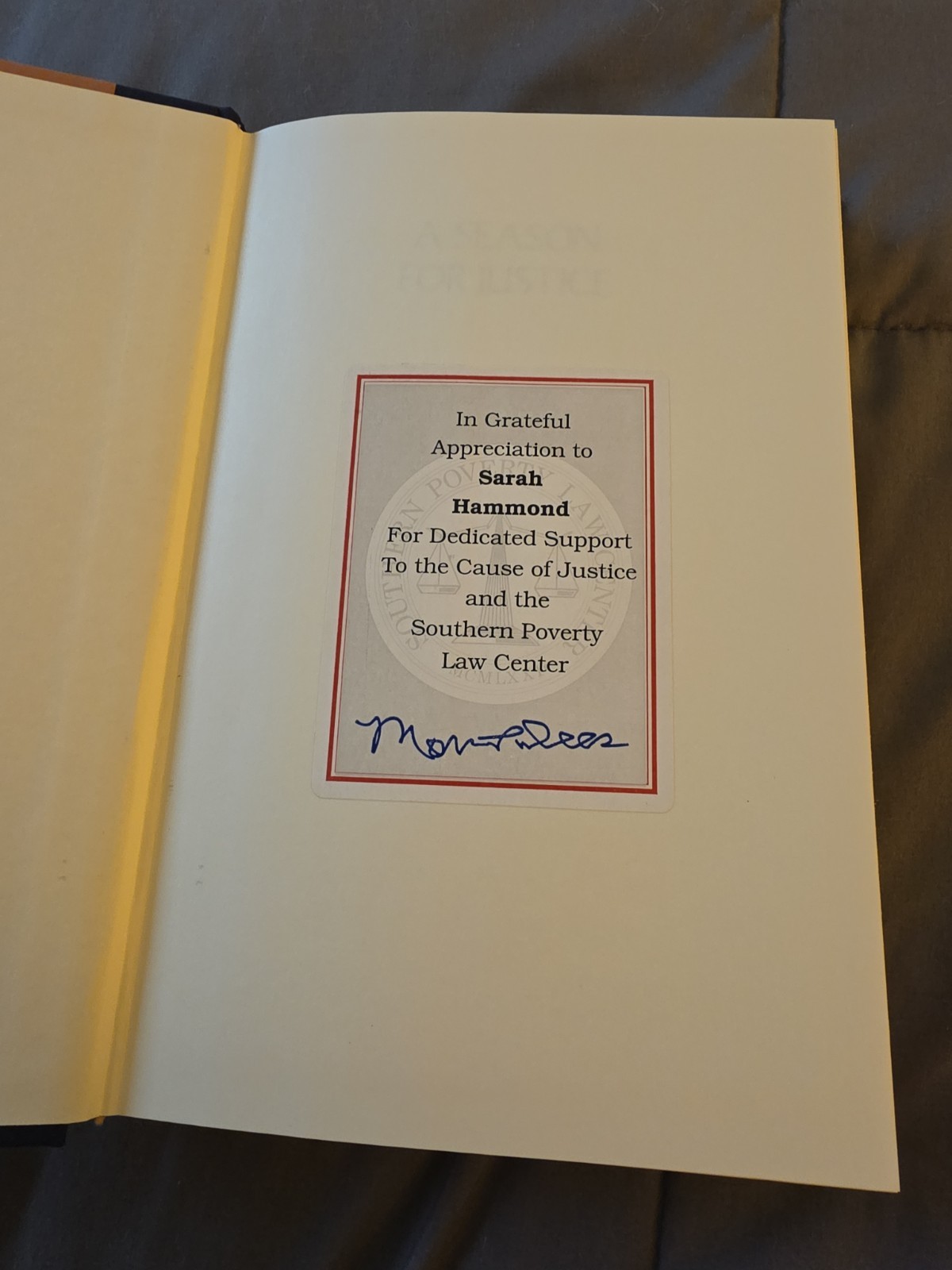 MORRIS DEES Signed Book(“A SEASON FOR JUSTICE”-1991 First Edition Hardback)