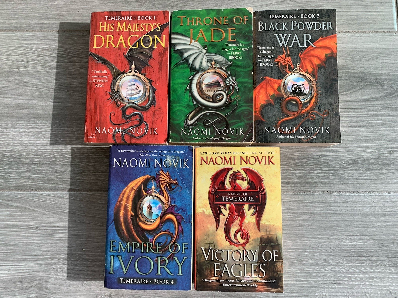 Naomi Novik Lot of 5 Temeraire Series #1-5 PB Books: Dragon Jade War Ivory Eagle