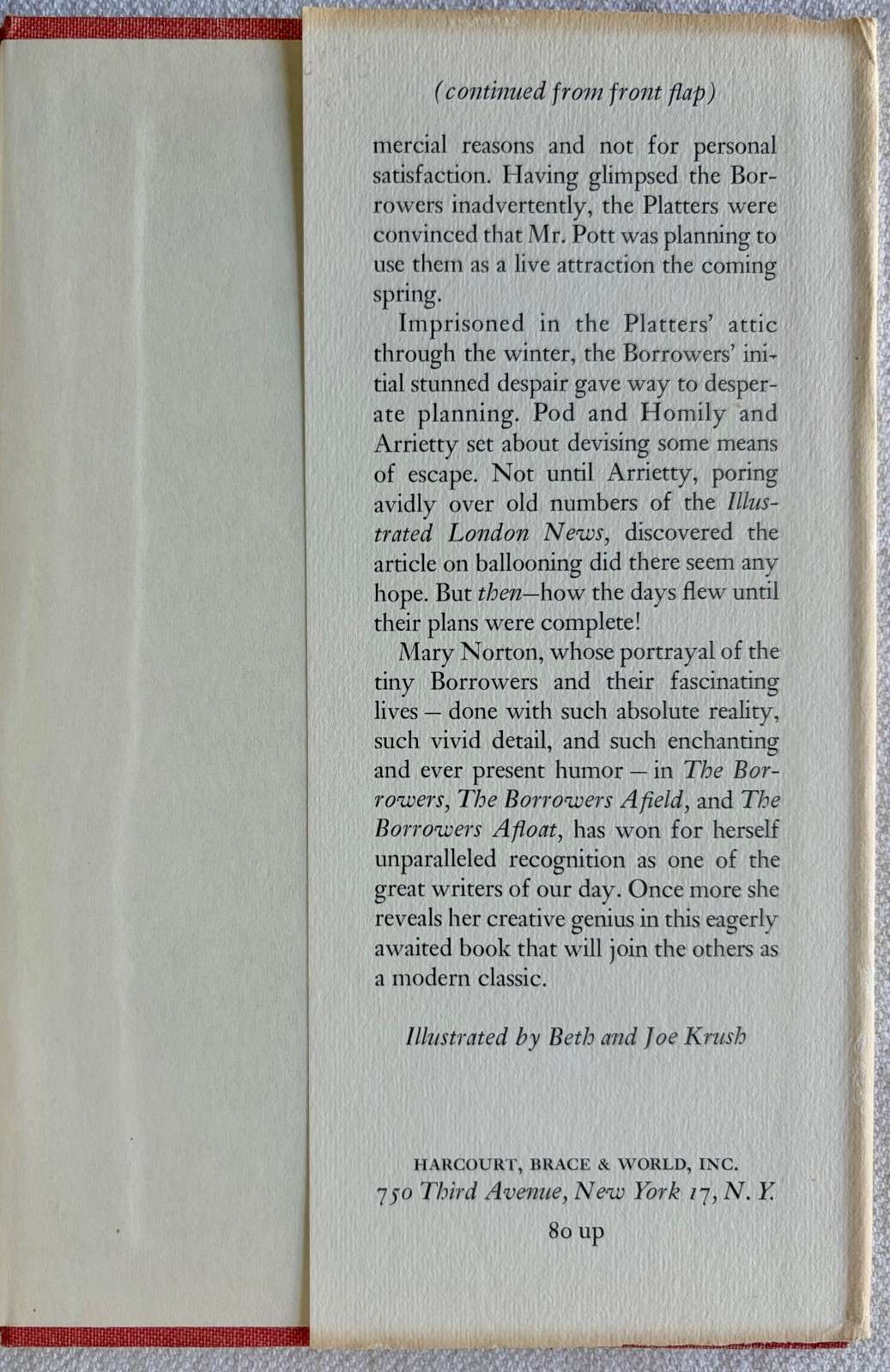 Mary Norton, The Borrowers Aloft, vintage hardcover edition (1961)