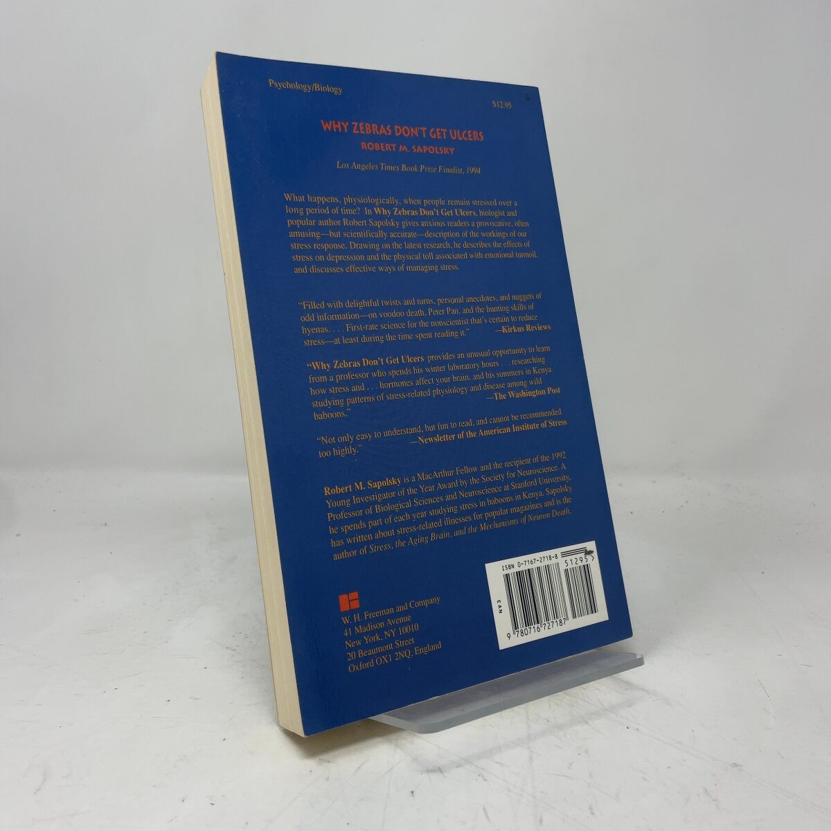 Why Zebras Dont Get Ulcers by Robert M. Sapolsky PB First Edition Like New 1995