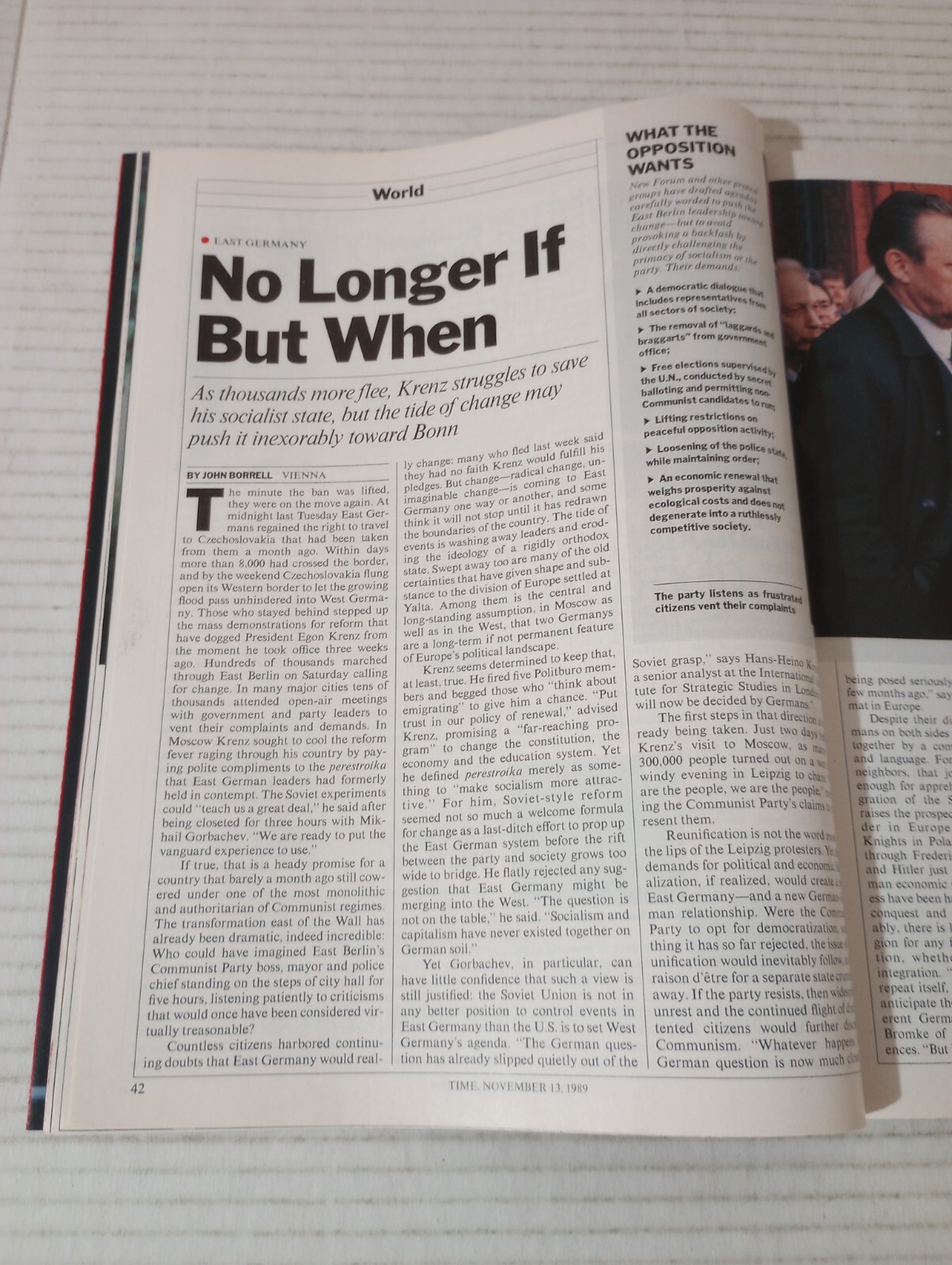 Time Mag Nov 13 1989 Arsenio Hall First Cellphone Bush Gorbechev Ortega Krenz