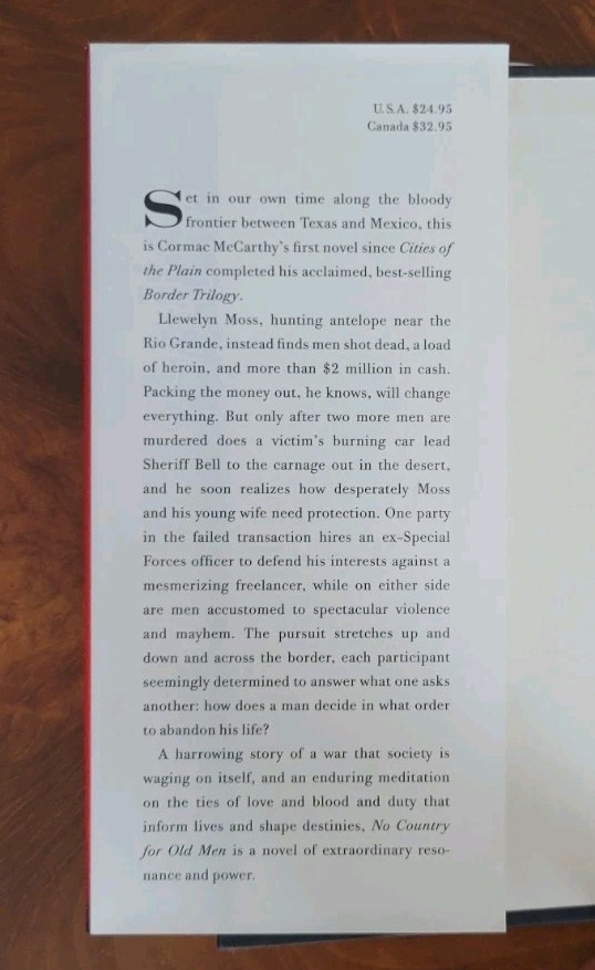 No Country for Old Men By Cormac McCarthy First Edition, First Printing