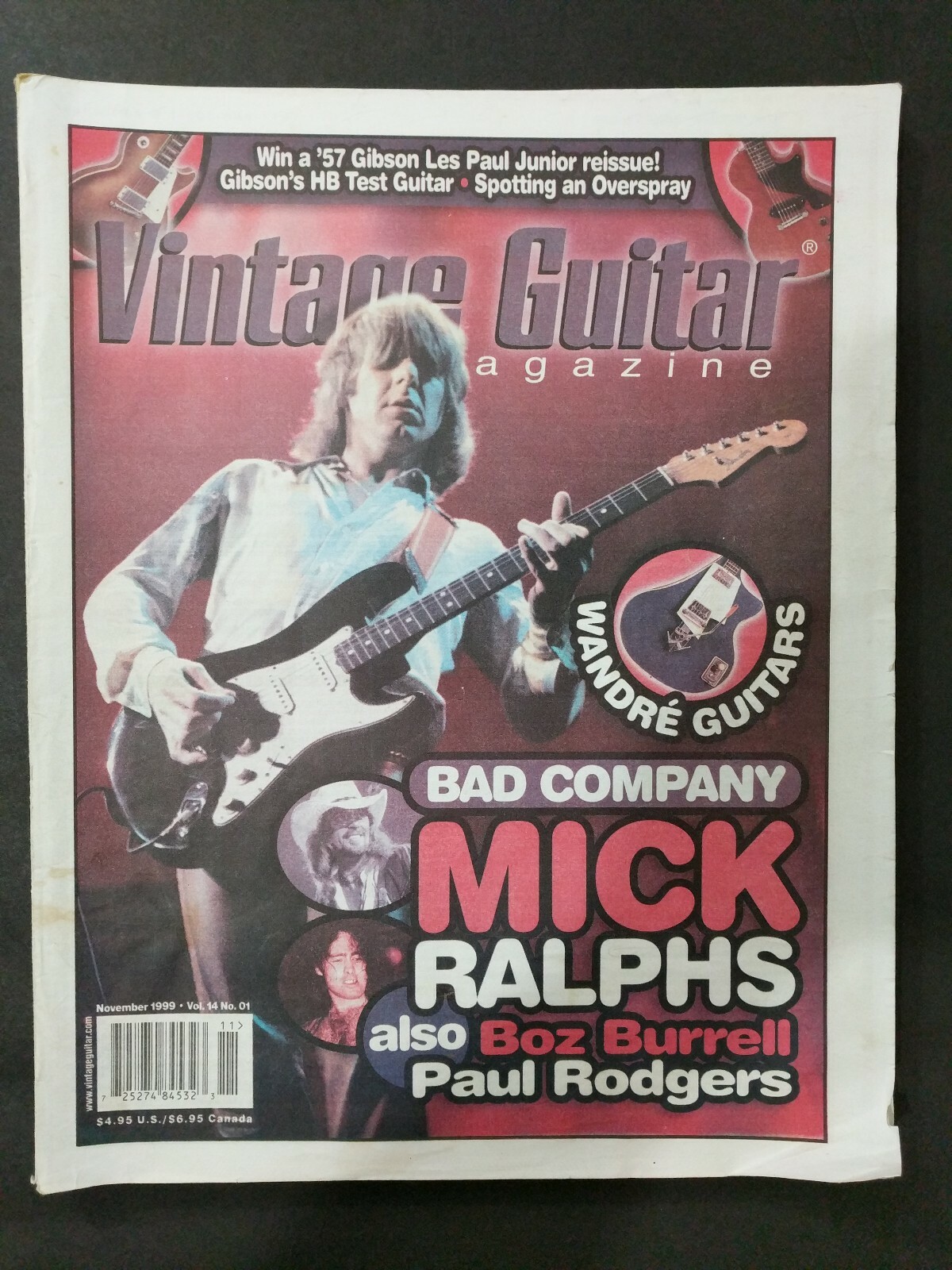Vintage Guitar Magazine-Nov 1999-Mick Ralphs Bad Company Cover-194 Pages–EX