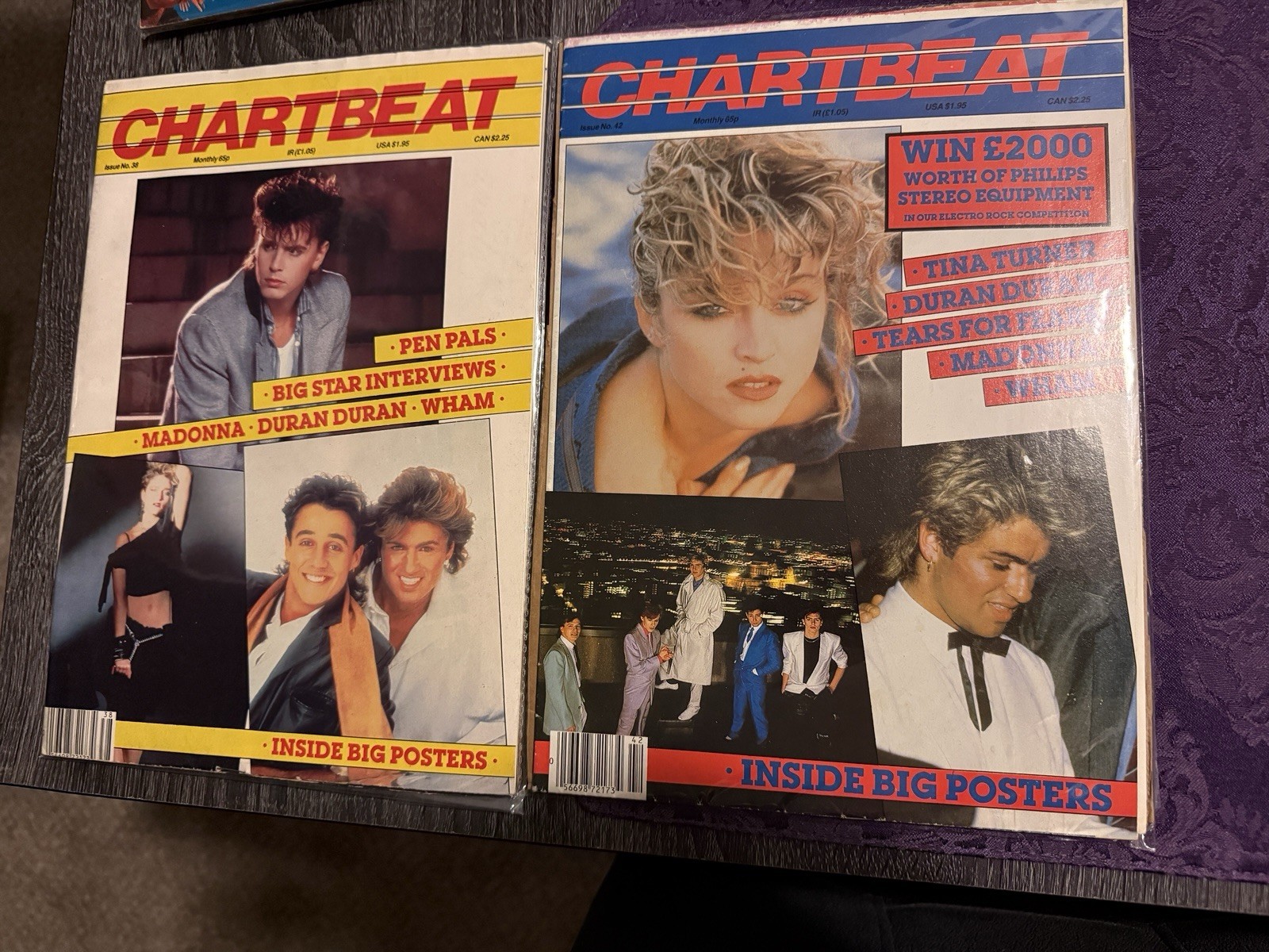LOT OF 2 MADONNA CHART BEAT MAGAZINES 1984 &1985 GOOD CONDION SUPER RARE!!