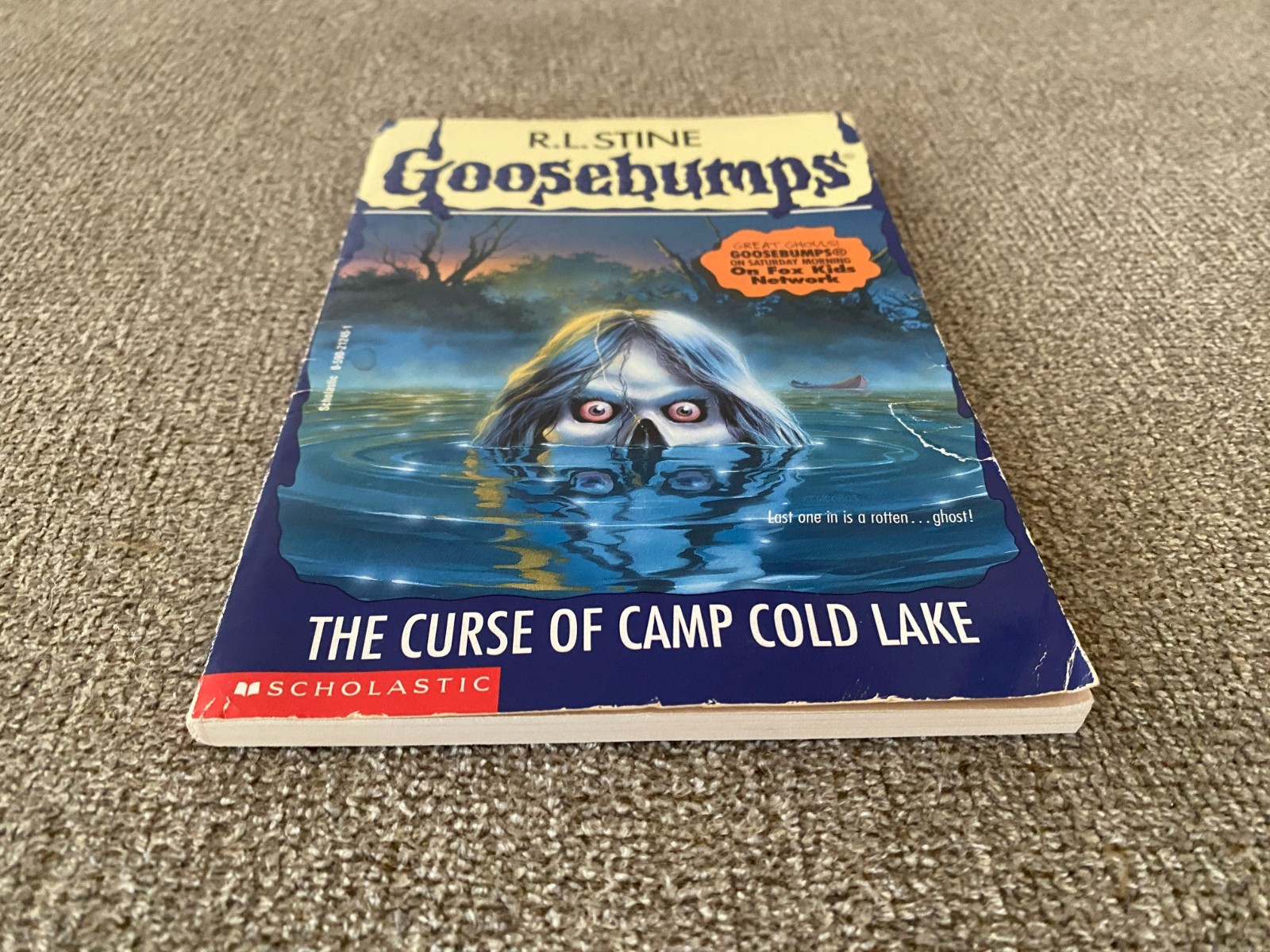 Good Thin Edition 1st print Goosebumps #56 The Curse of Camp Cold Lake ~ Stine