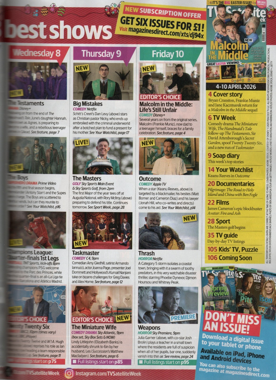 TV & Satellite Week Mag April 4 – 10 2026 -Malcolm In The Middle, Frankie Muniz
