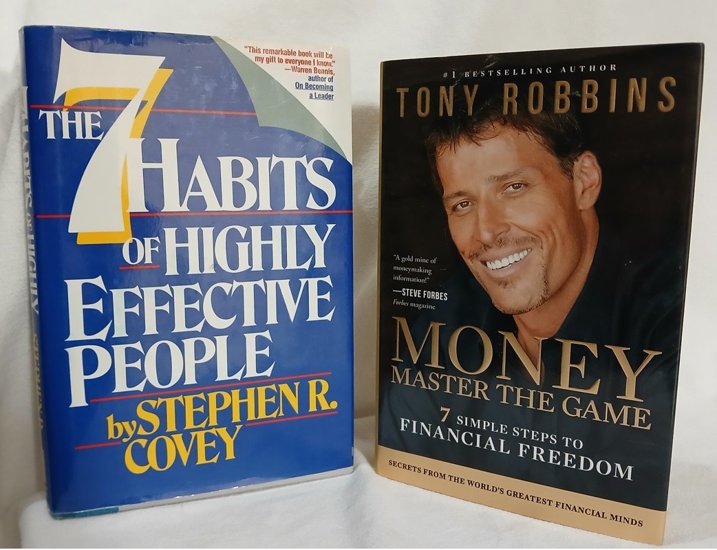Motivation Book Lot of 2 – Stephen Covey 7 Habits / Tony Robbins Money Self Help