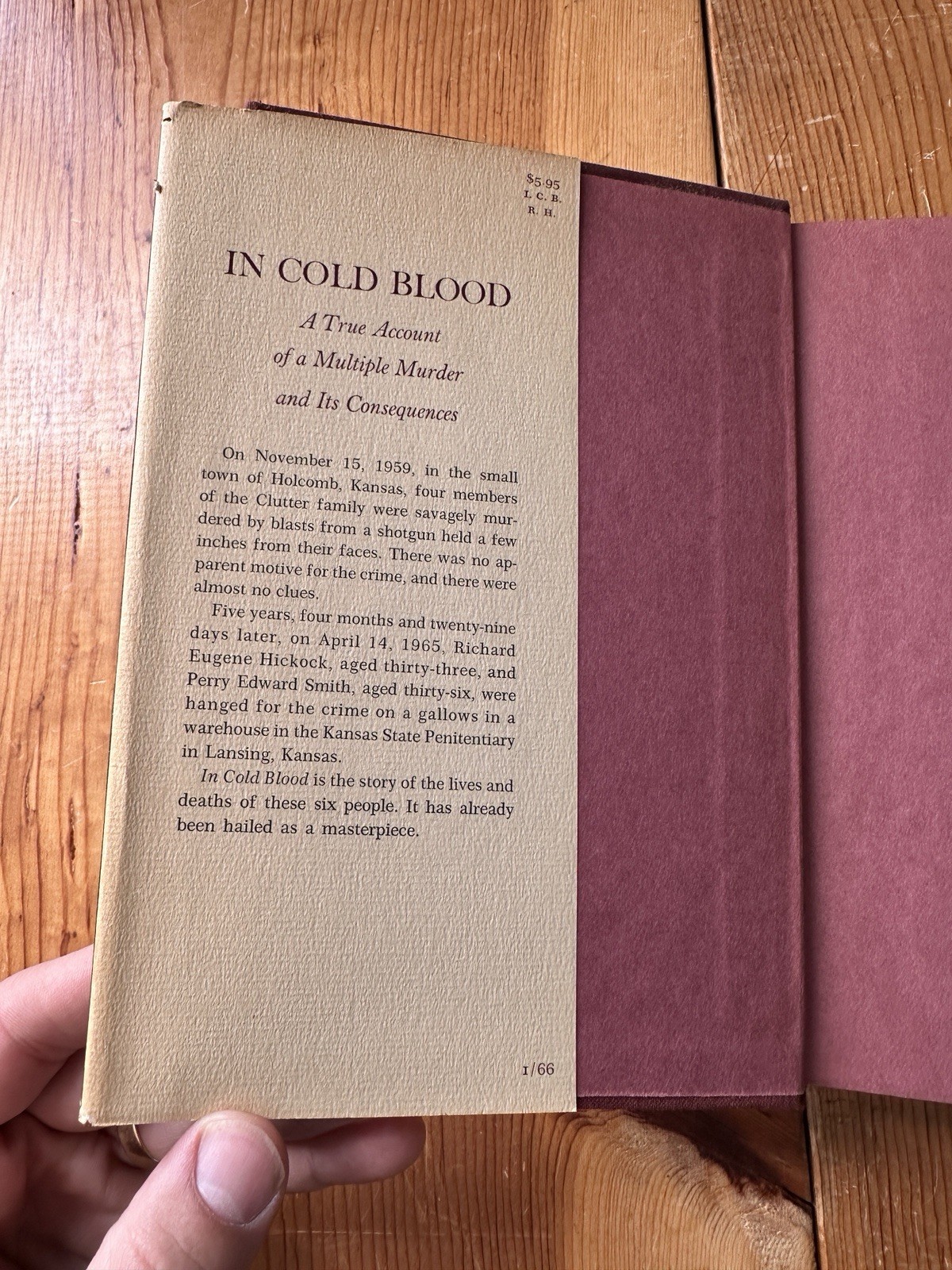 IN COLD BLOOD Truman Capote True 1st Edition FIRST PRINTING 1965 VERY GOOD w/DJ