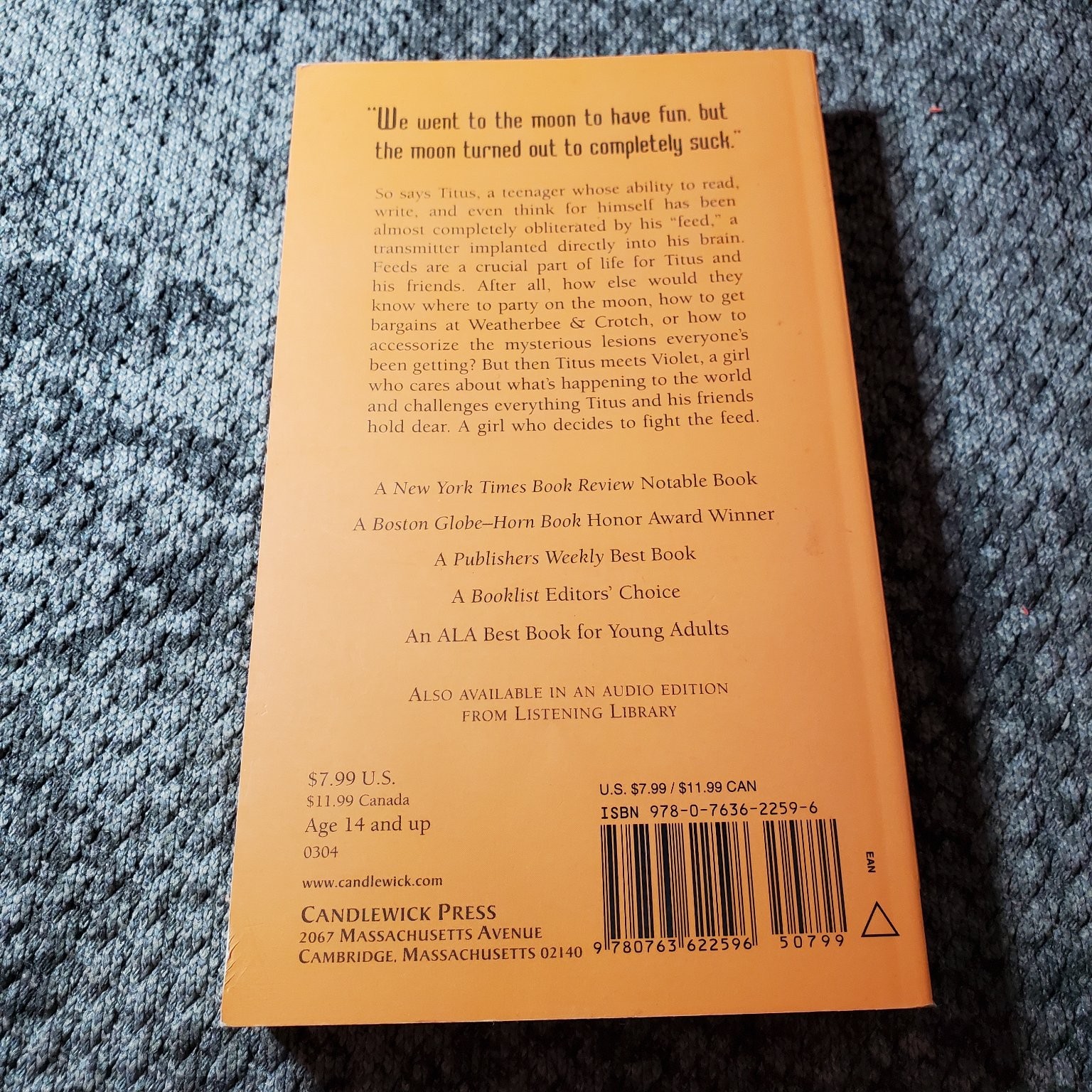 Feed M. T. Anderson 2004 First Paperback Edition Dystopian YA Candlewick