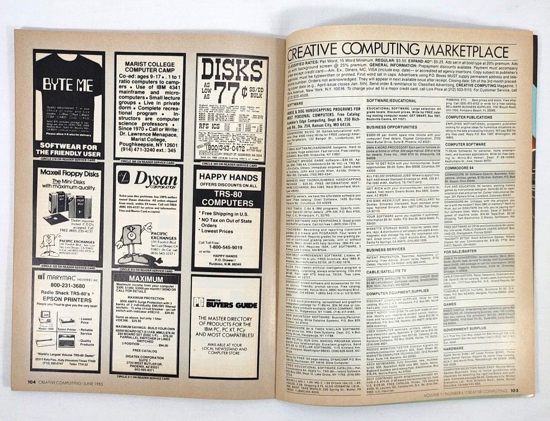 Creative Computing Magazine Computers & Electronics Vol 11 No 6 June 1985