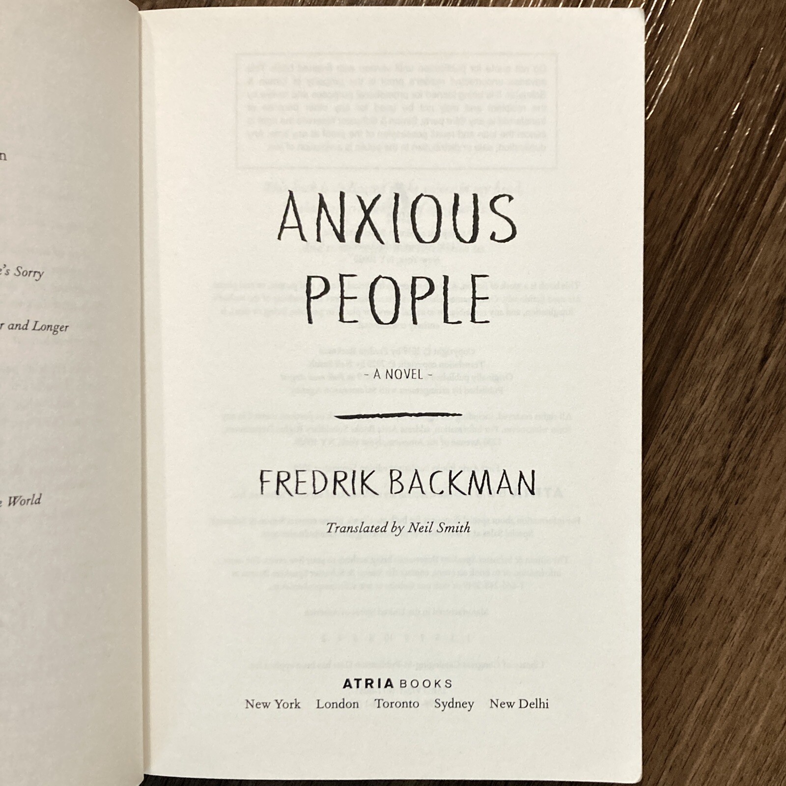 *ARC / Uncorrected Proof* Anxious People – Fredrik Backman (Atria, 2020)
